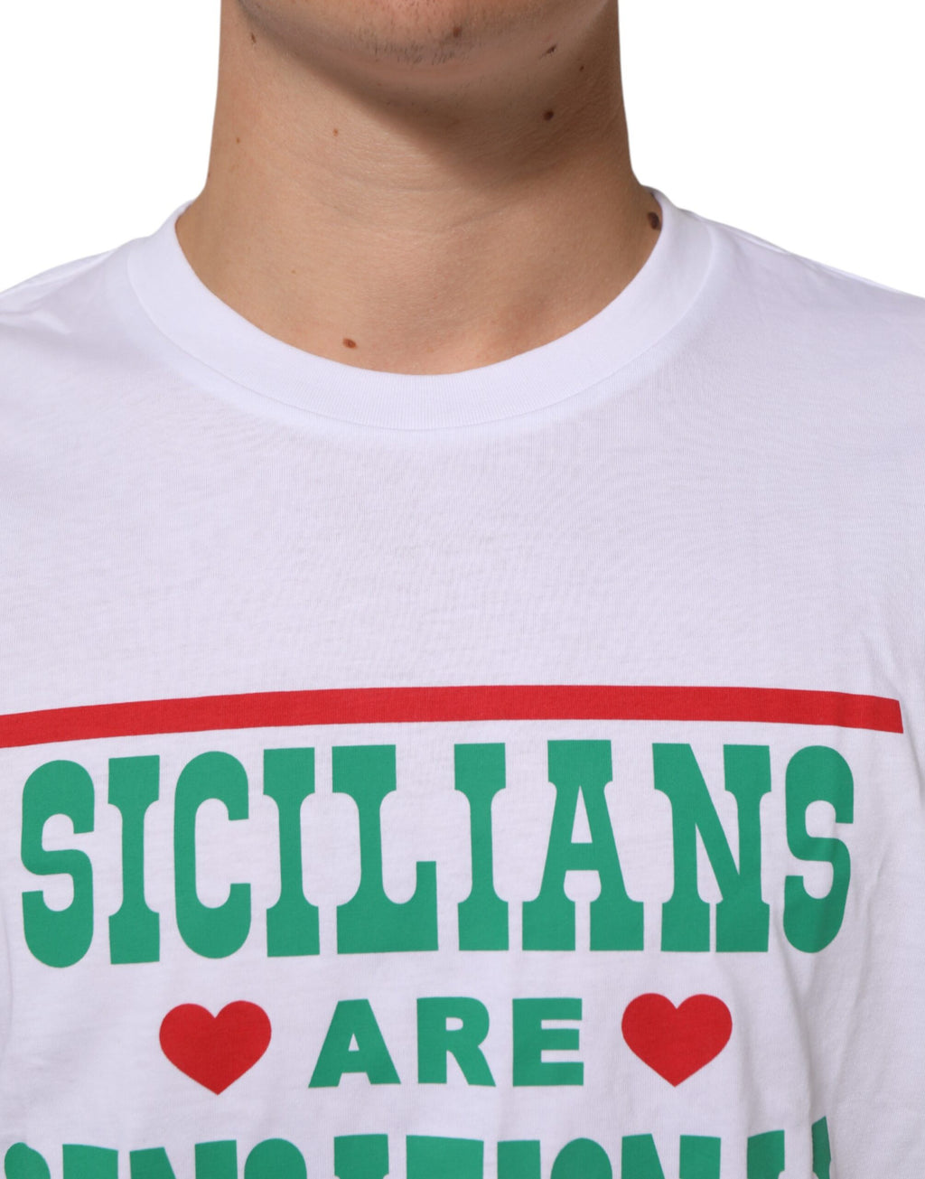 T-shirt Dolce & Gabbana en coton blanc à col rond et imprimé graphique