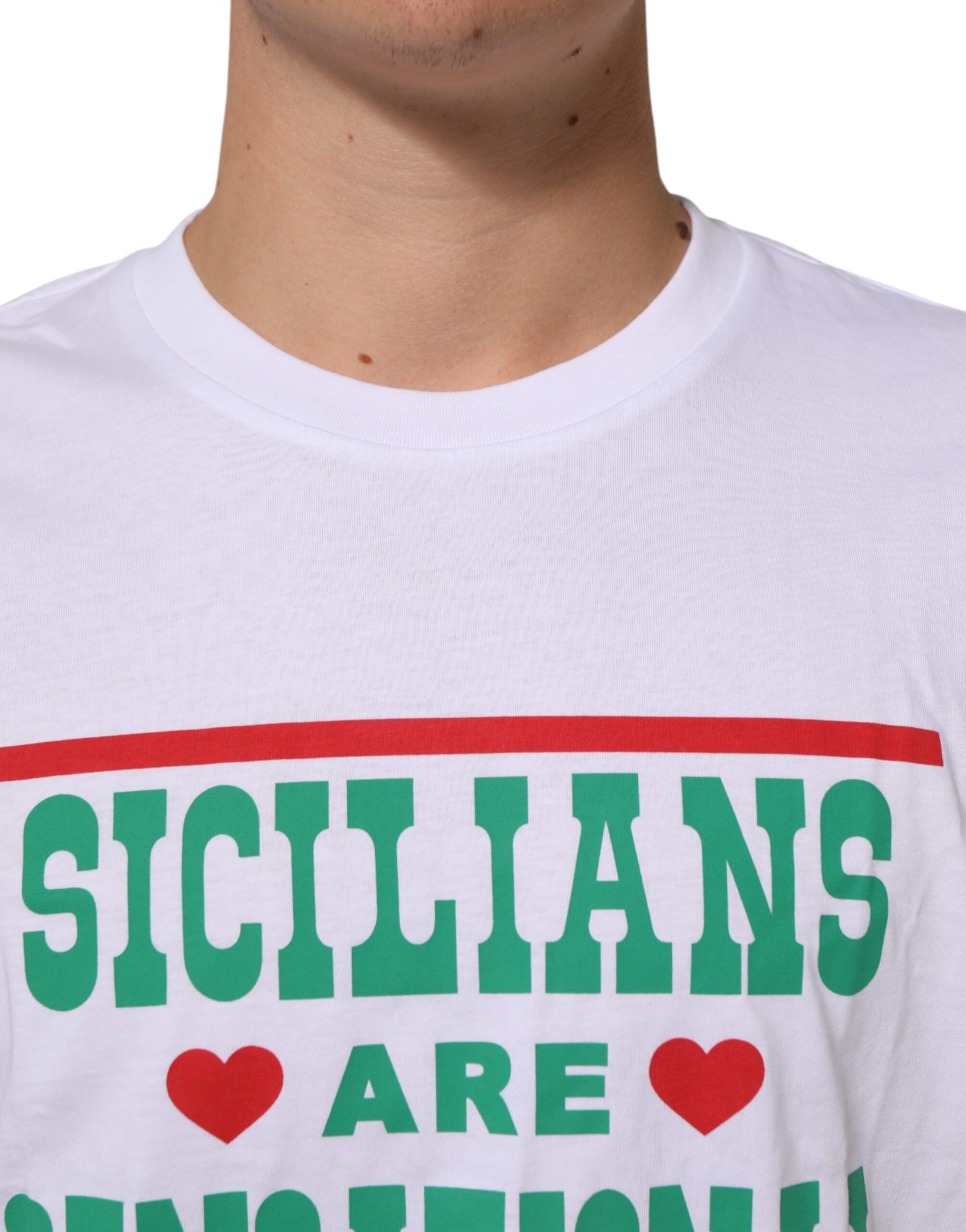 T-shirt Dolce & Gabbana en coton blanc à col rond et imprimé graphique