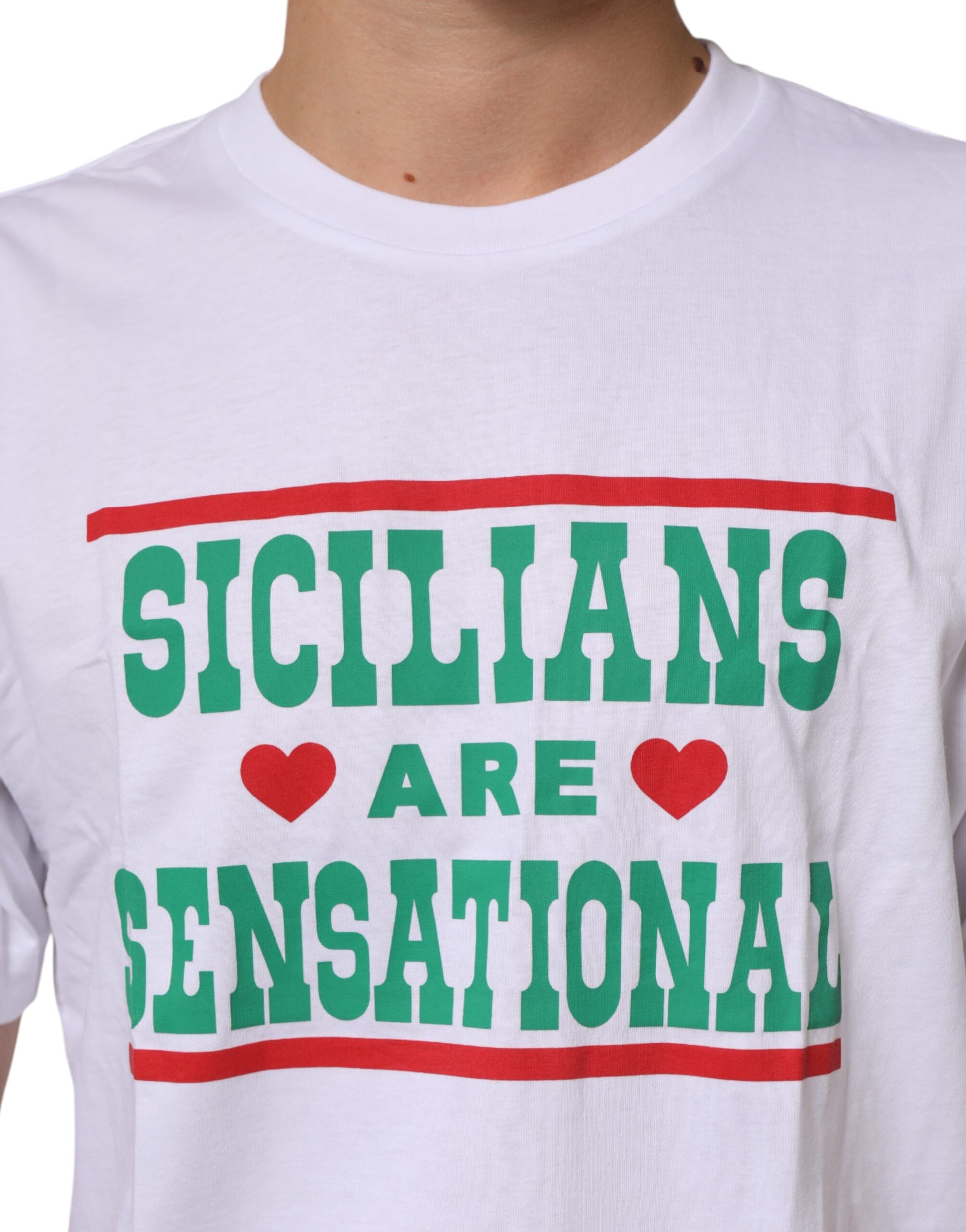 T-shirt Dolce & Gabbana en coton blanc à col rond et imprimé graphique