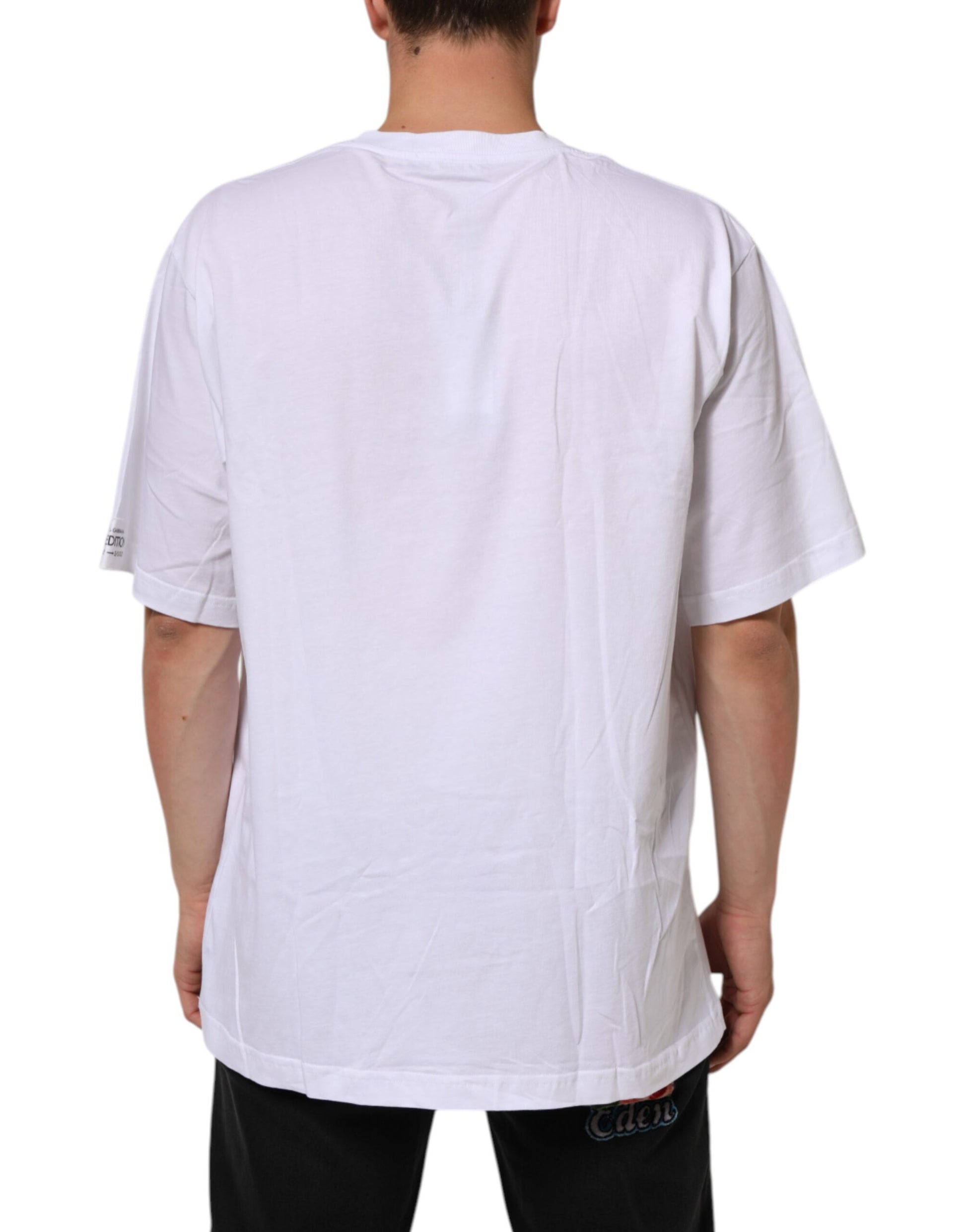 Dolce & Gabbana White Graphic Print Cotton CrewNeck T-shirt