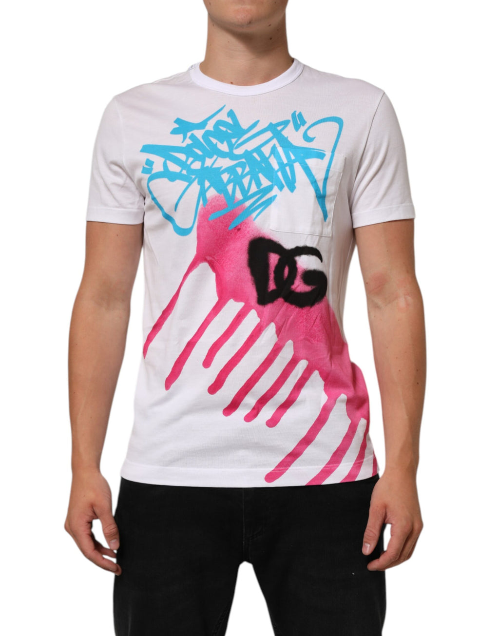T-shirt Dolce & Gabbana en coton blanc à col rond et imprimé graphique