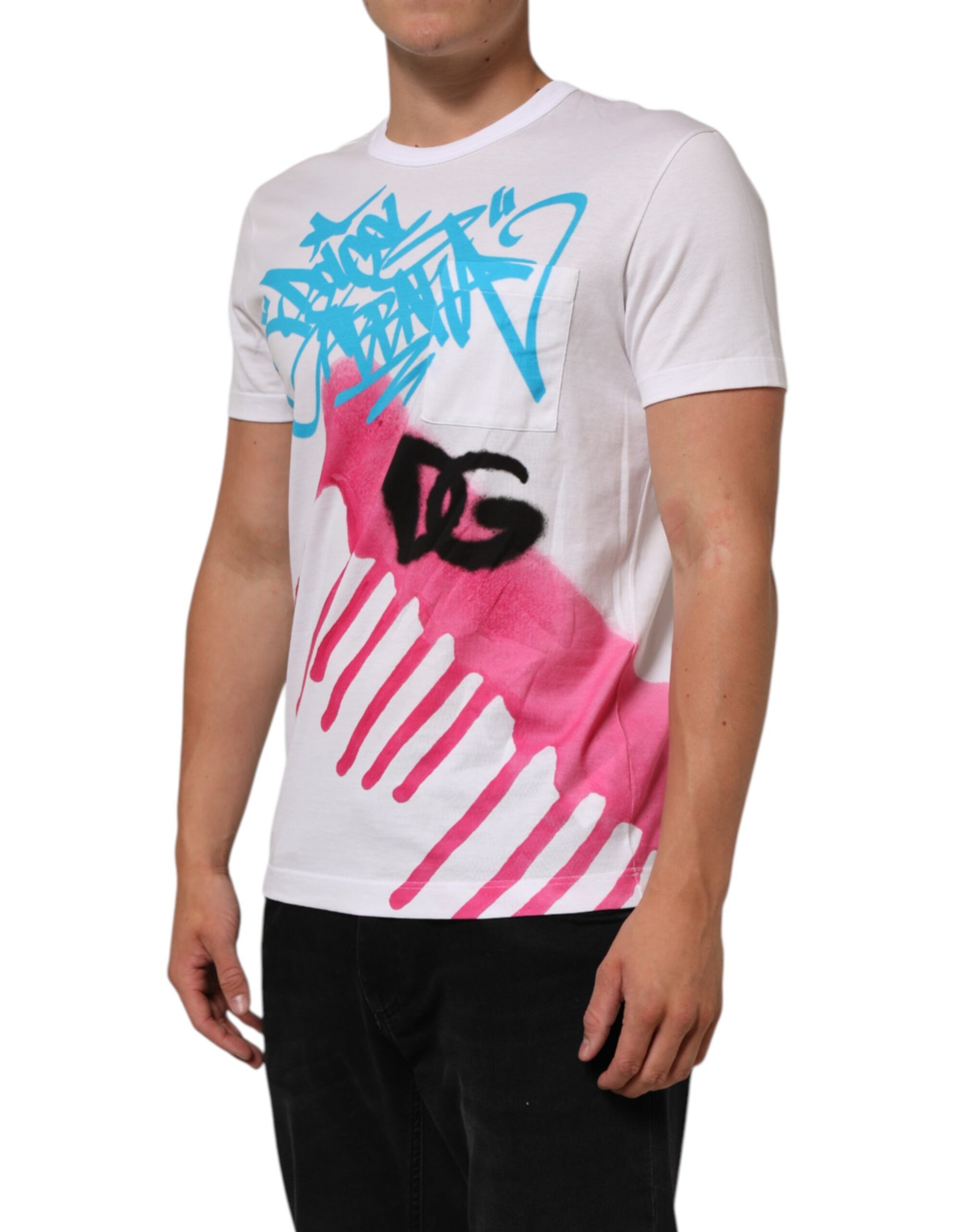 T-shirt Dolce & Gabbana en coton blanc à col rond et imprimé graphique