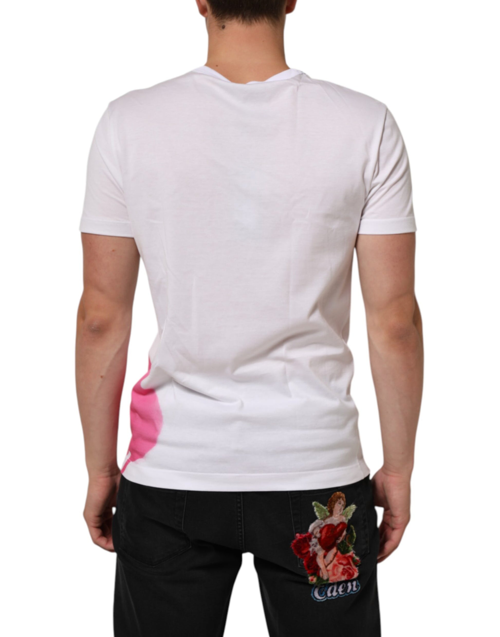 T-shirt Dolce & Gabbana en coton blanc à col rond et imprimé graphique