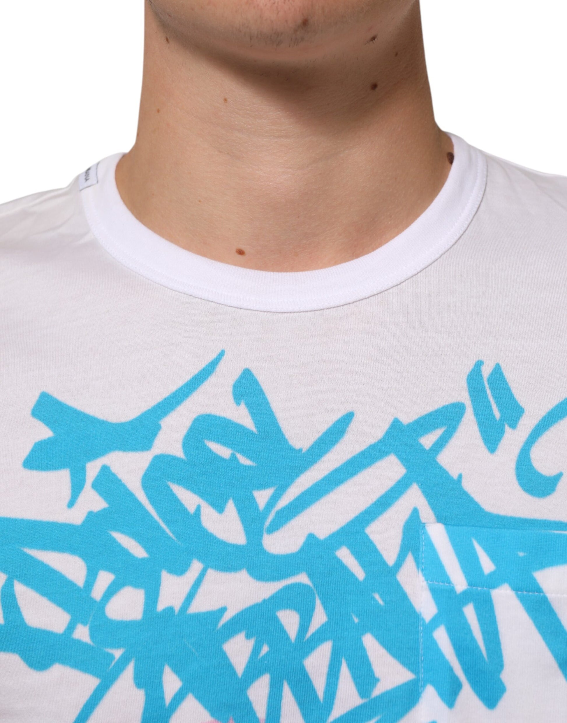 T-shirt Dolce & Gabbana en coton blanc à col rond et imprimé graphique