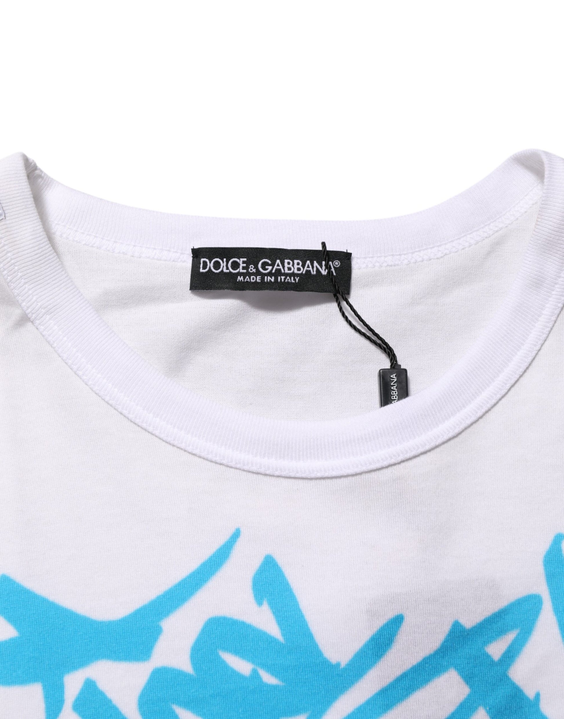 T-shirt Dolce & Gabbana en coton blanc à col rond et imprimé graphique