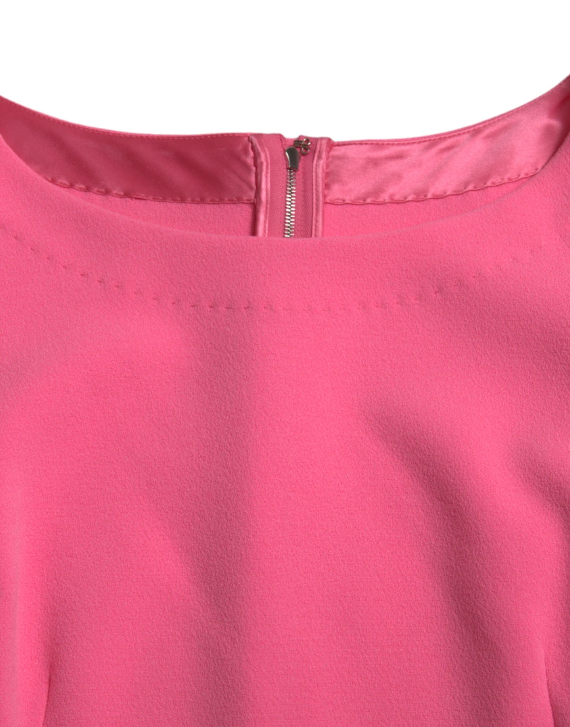 Dolce & Gabbana Pink Polyester Long Sleeves Sheath Midi Dress