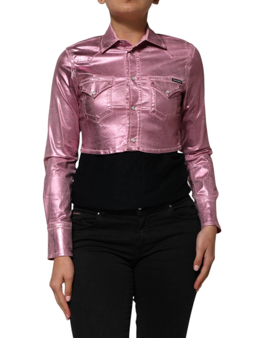 Veste courte à col Dolce & Gabbana en coton stretch rose
