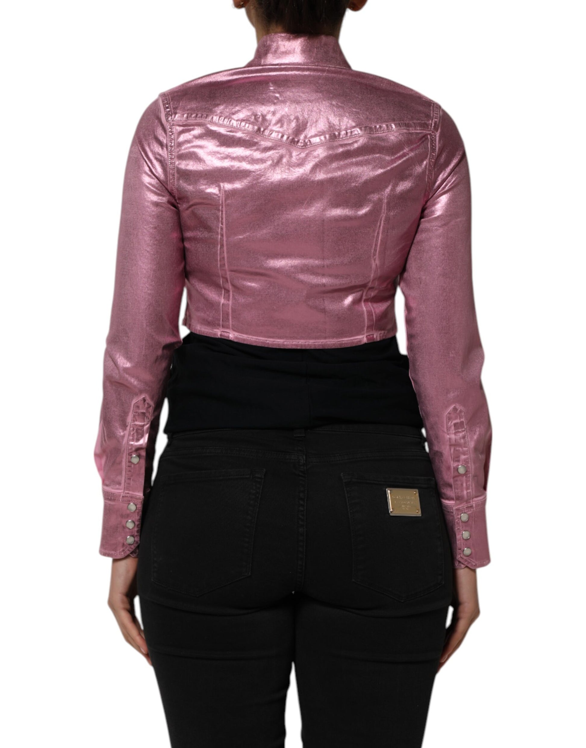Veste courte à col Dolce & Gabbana en coton stretch rose