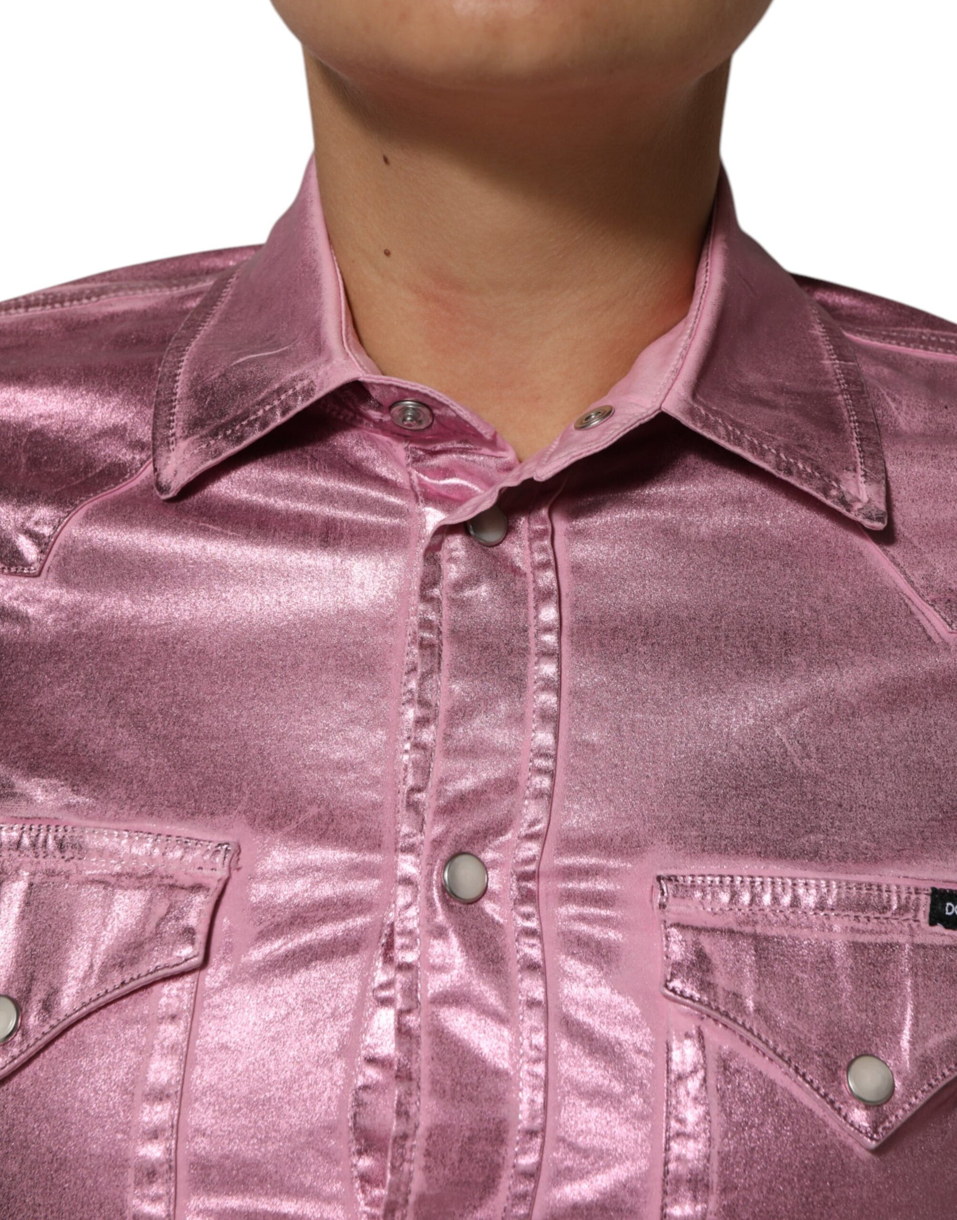 Veste courte à col Dolce & Gabbana en coton stretch rose