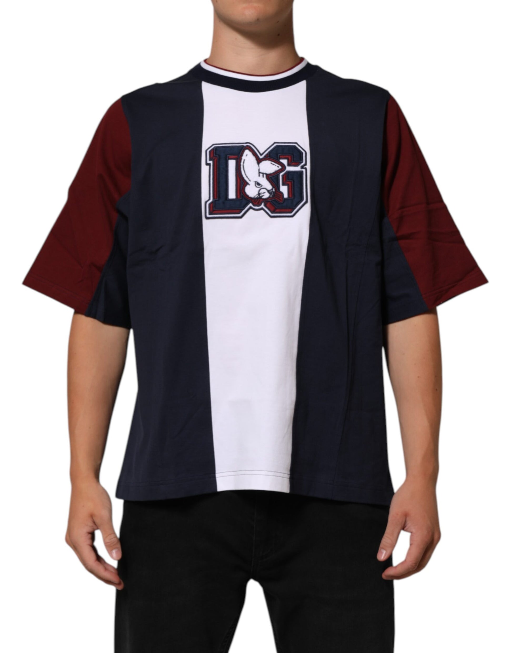 T-shirt ras du cou Dolce & Gabbana en coton rayé multicolore pour homme