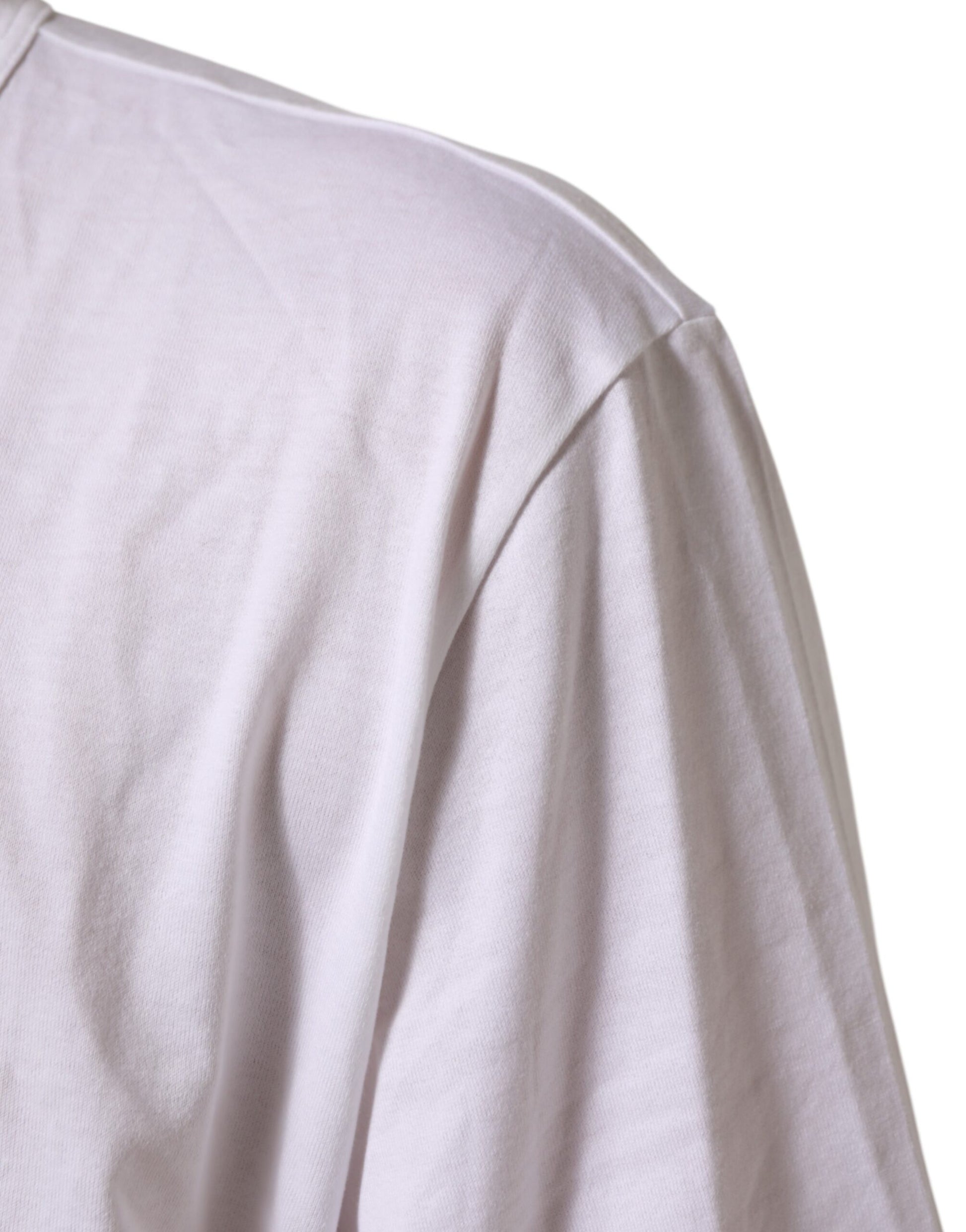 Dolce & Gabbana White Cotton V-Neck Short Sleeves T-shirt