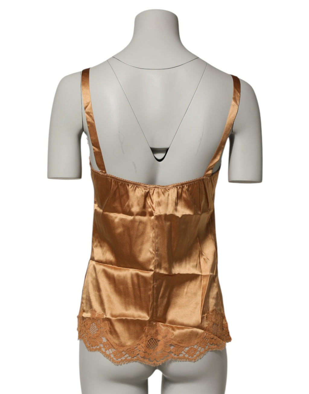 Dolce & Gabbana Débardeur Lingerie en Soie Satinée Dentelle Florale Marron