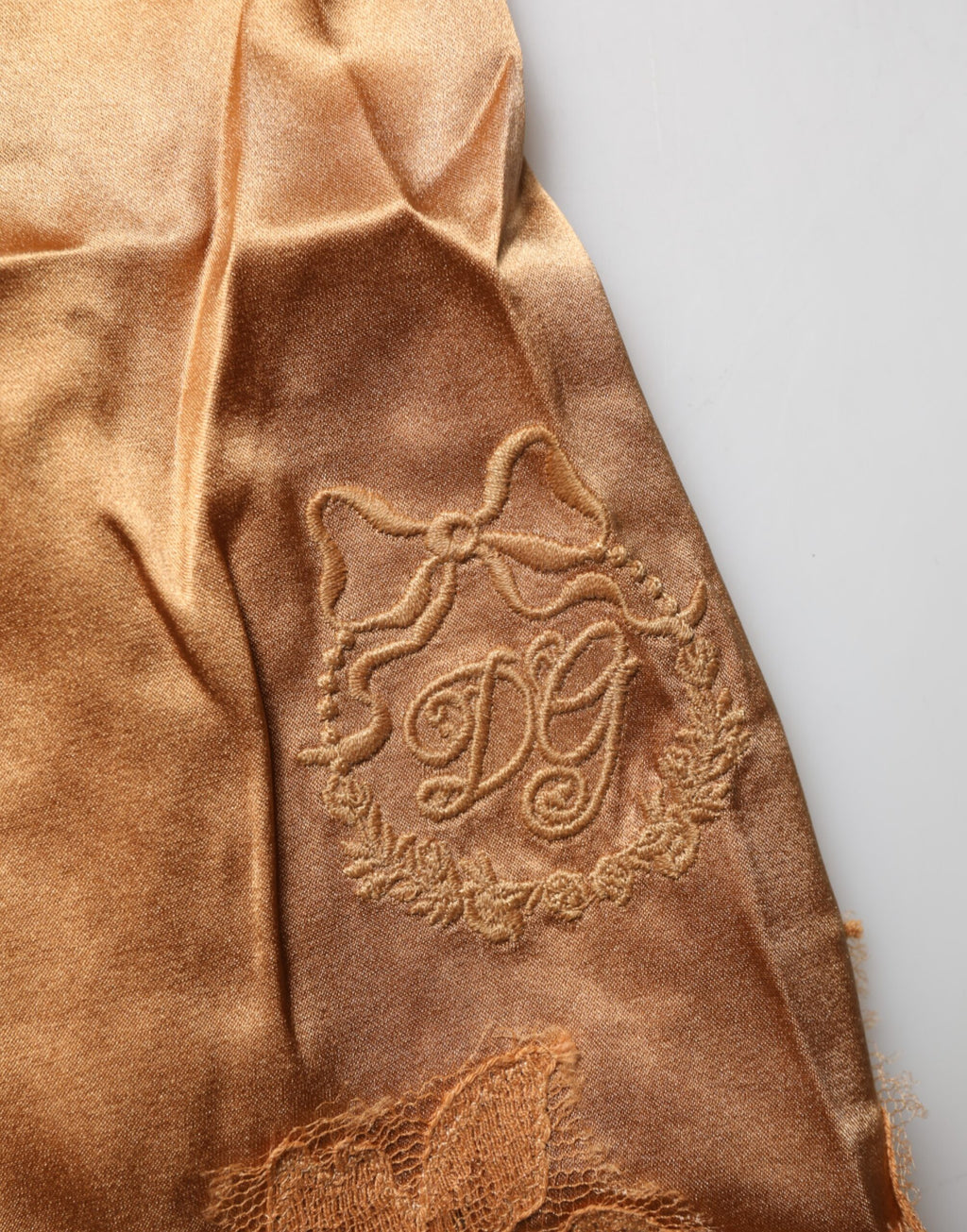 Dolce & Gabbana Débardeur Lingerie en Soie Satinée Dentelle Florale Marron