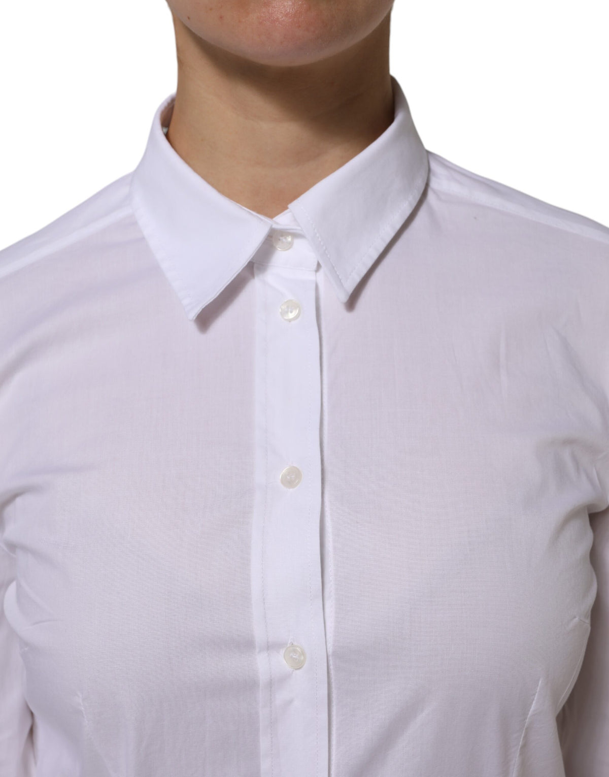 Dolce & Gabbana Weißes Baumwollhemd mit Kragen und Knöpfen