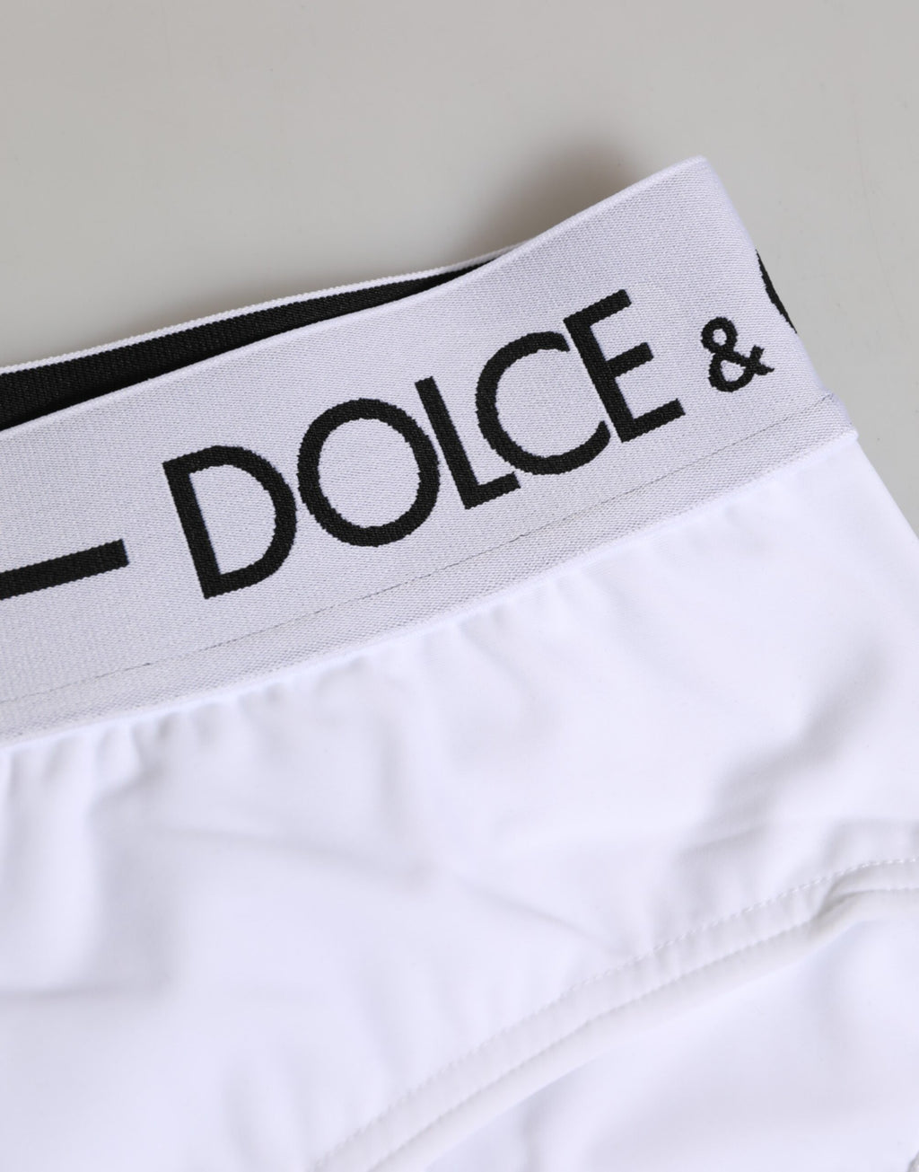 Sous-vêtement short Dolce & Gabbana en nylon blanc avec logo à la ceinture