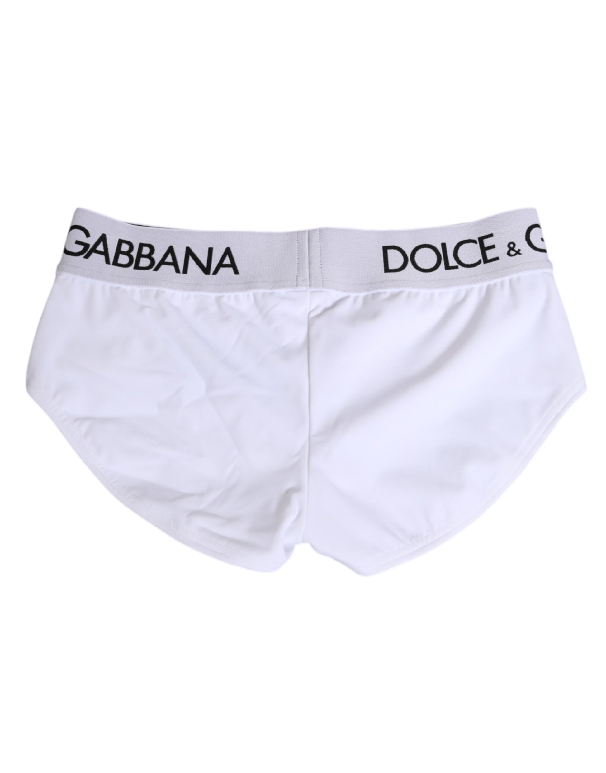 Sous-vêtement short Dolce & Gabbana en nylon blanc avec logo à la ceinture