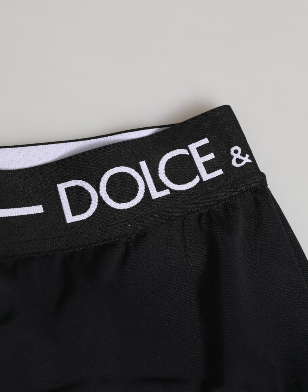 Sous-vêtement short Dolce & Gabbana en nylon noir avec logo à la ceinture
