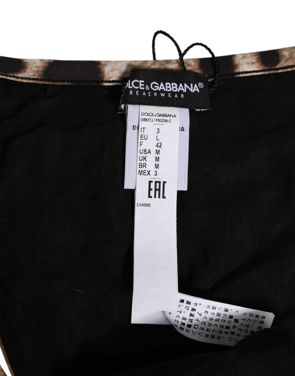 Sous-vêtement culotte tanga triangle léopard marron Dolce & Gabbana