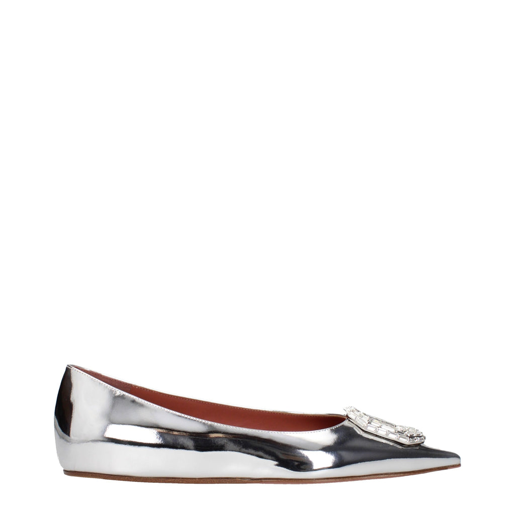 Amina Muaddi Grey Ballet Flats for Women