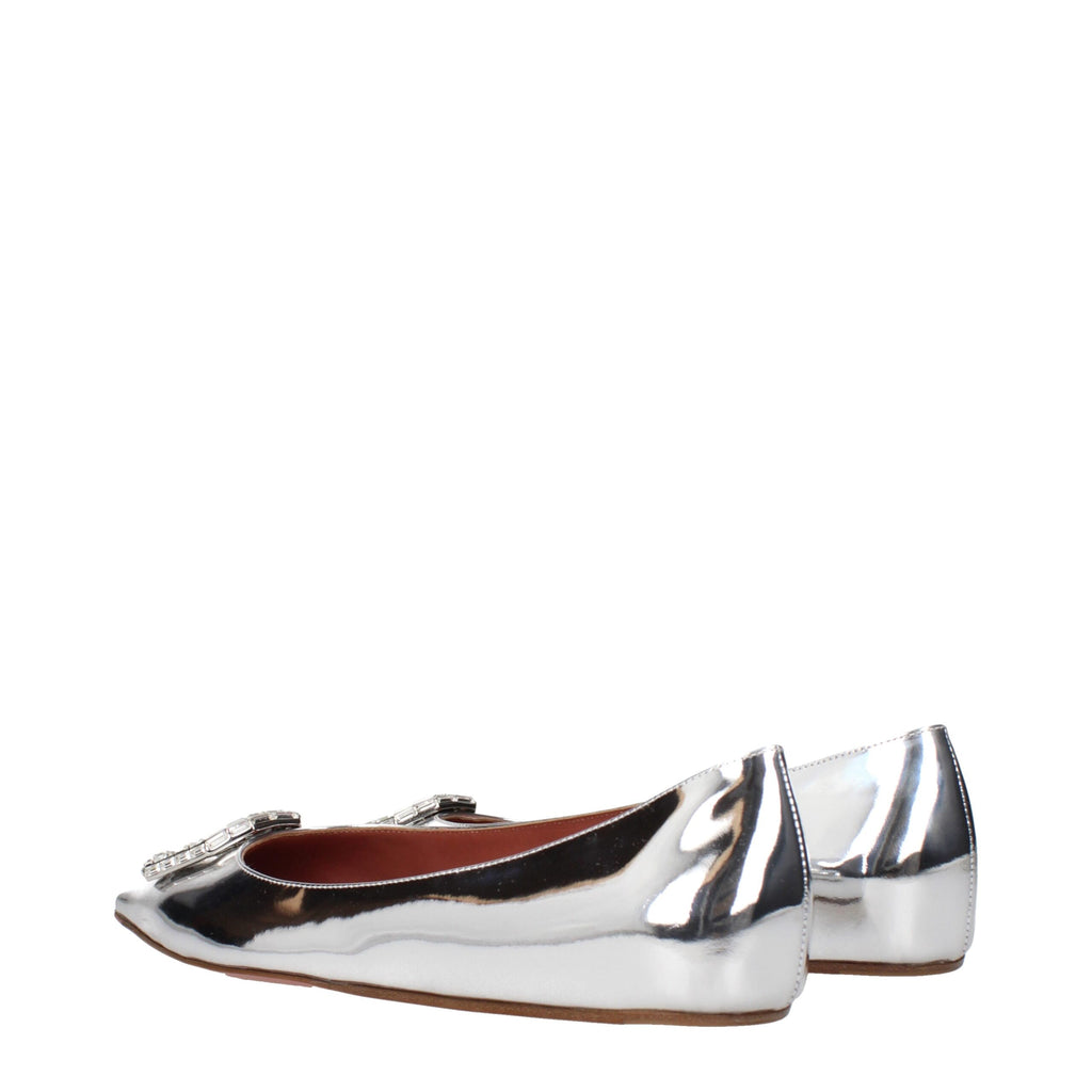 Amina Muaddi Grey Ballet Flats for Women side view