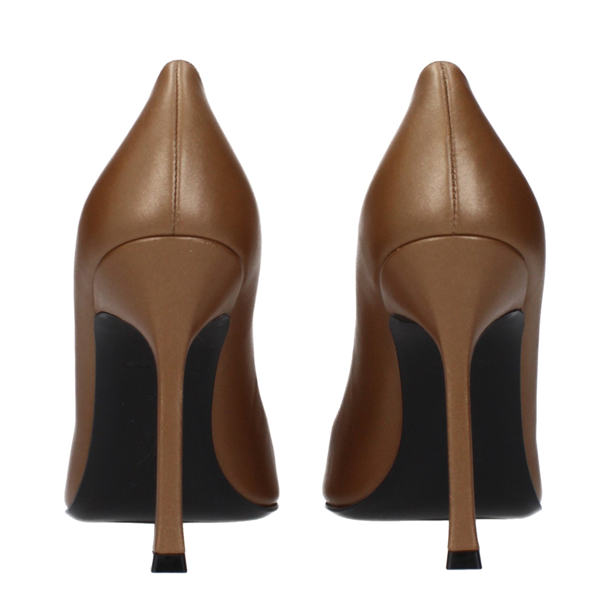 Amina Muaddi Brown Leather High Heel Pumps