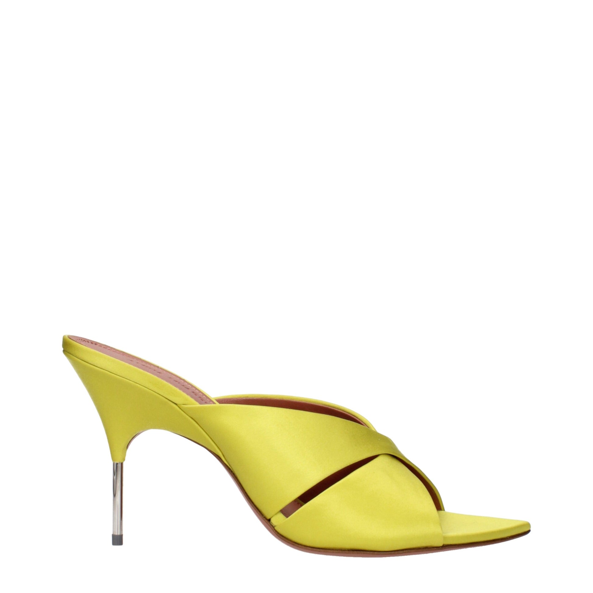 Sandales à talon aiguille en satin vert Amina Muaddi