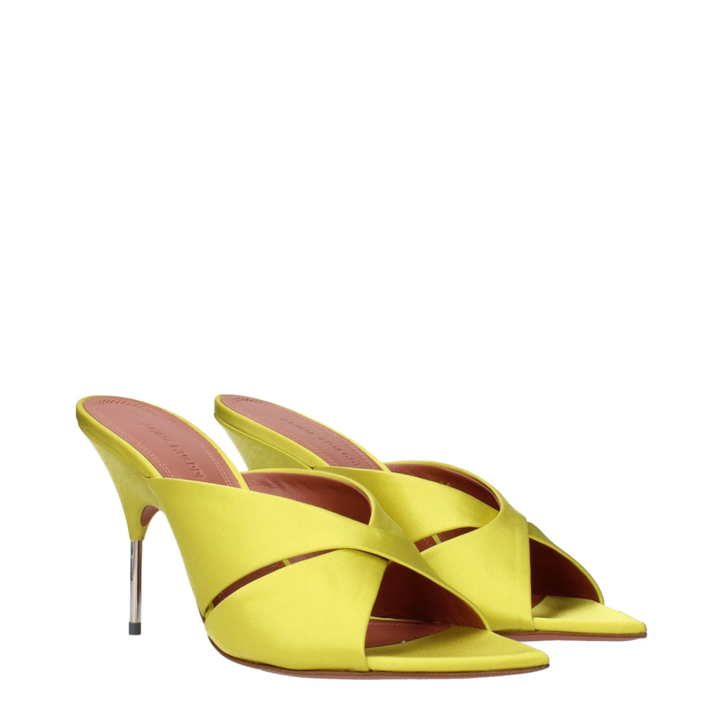 Sandales à talon aiguille en satin vert Amina Muaddi