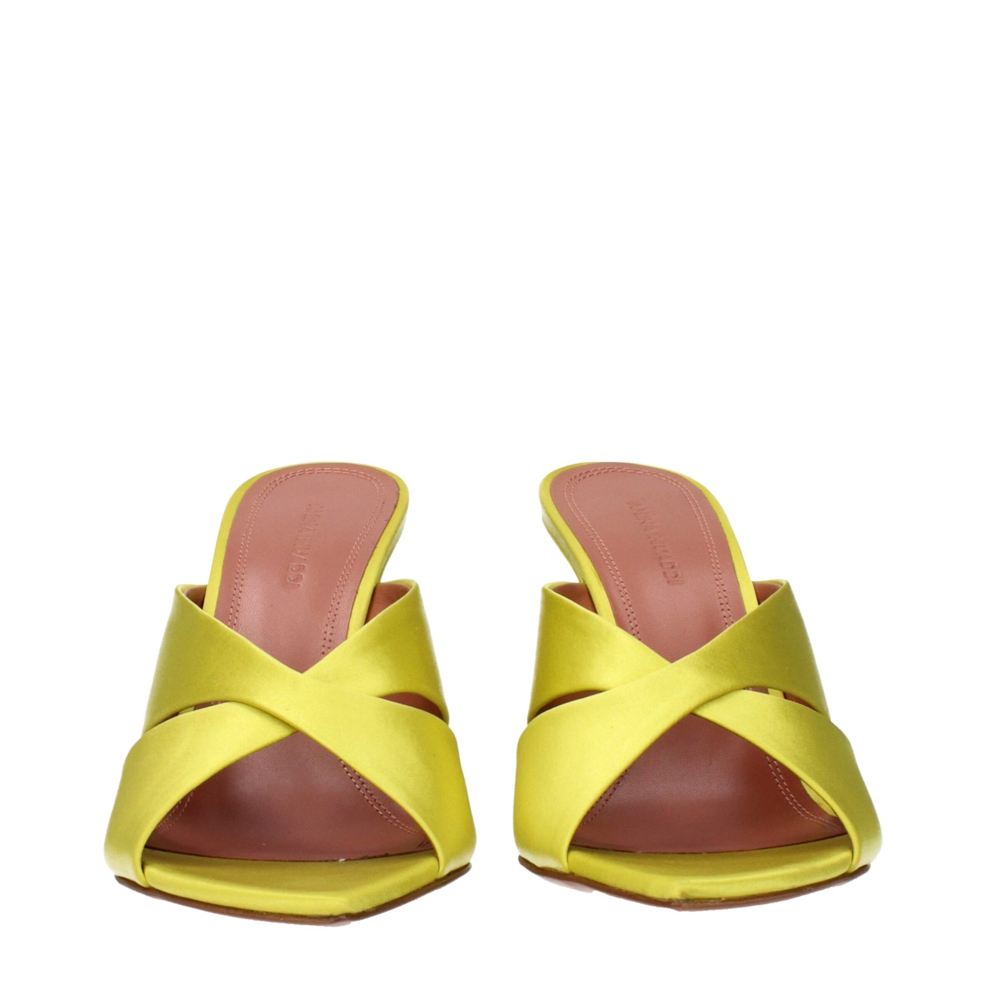 Sandales à talon aiguille en satin vert Amina Muaddi