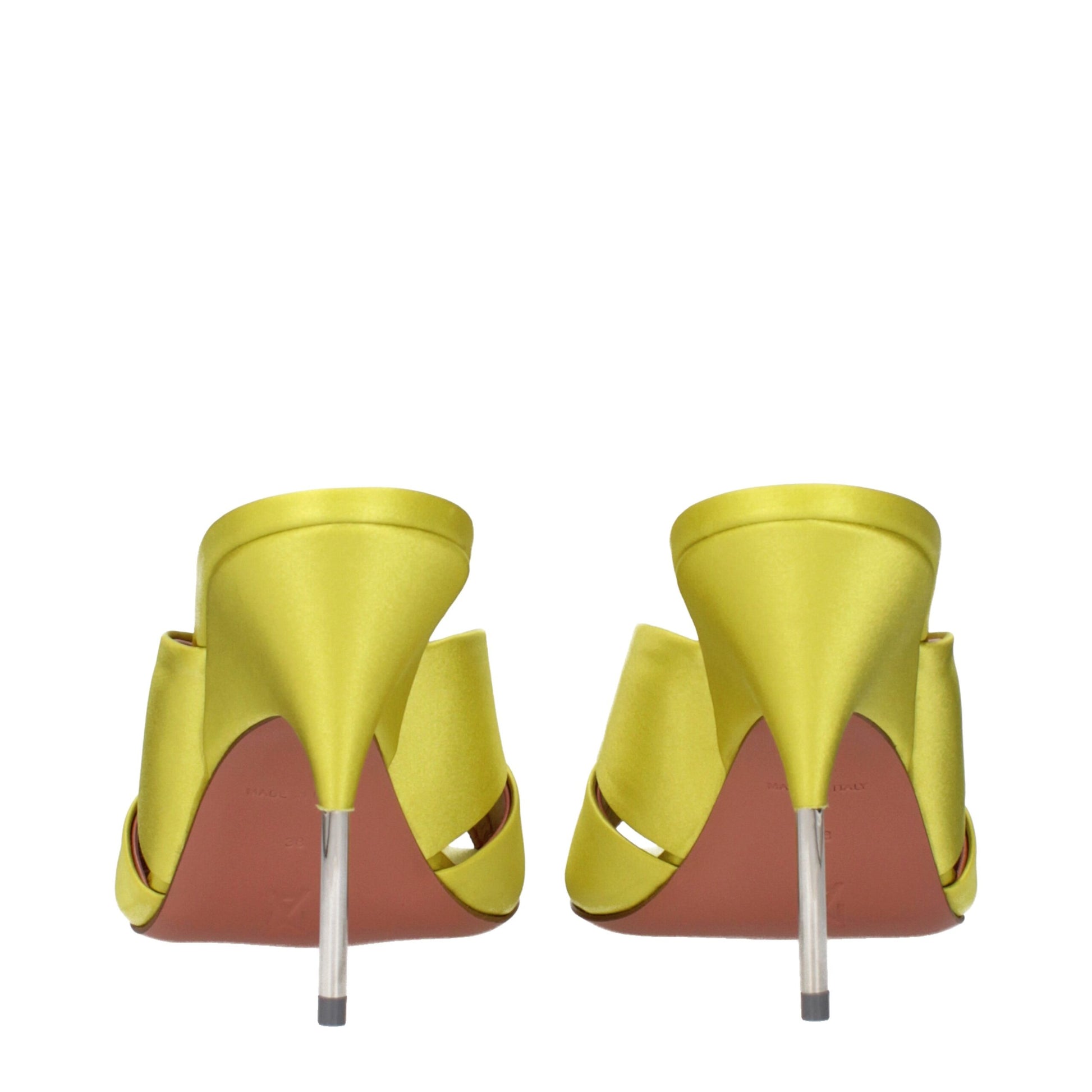 Sandales à talon aiguille en satin vert Amina Muaddi