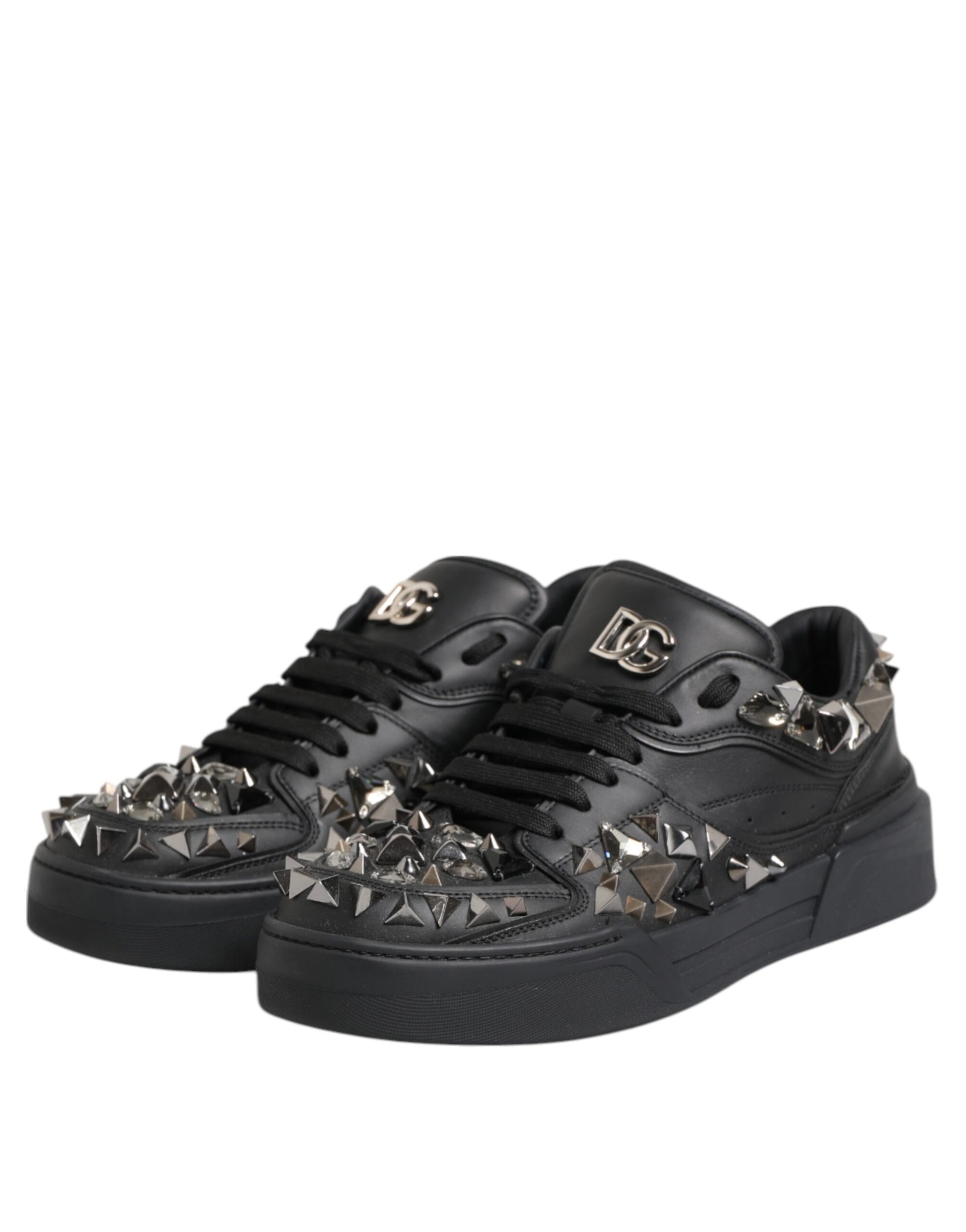Chaussures Baskets Homme Dolce & Gabbana Portofino Cloutées Noires