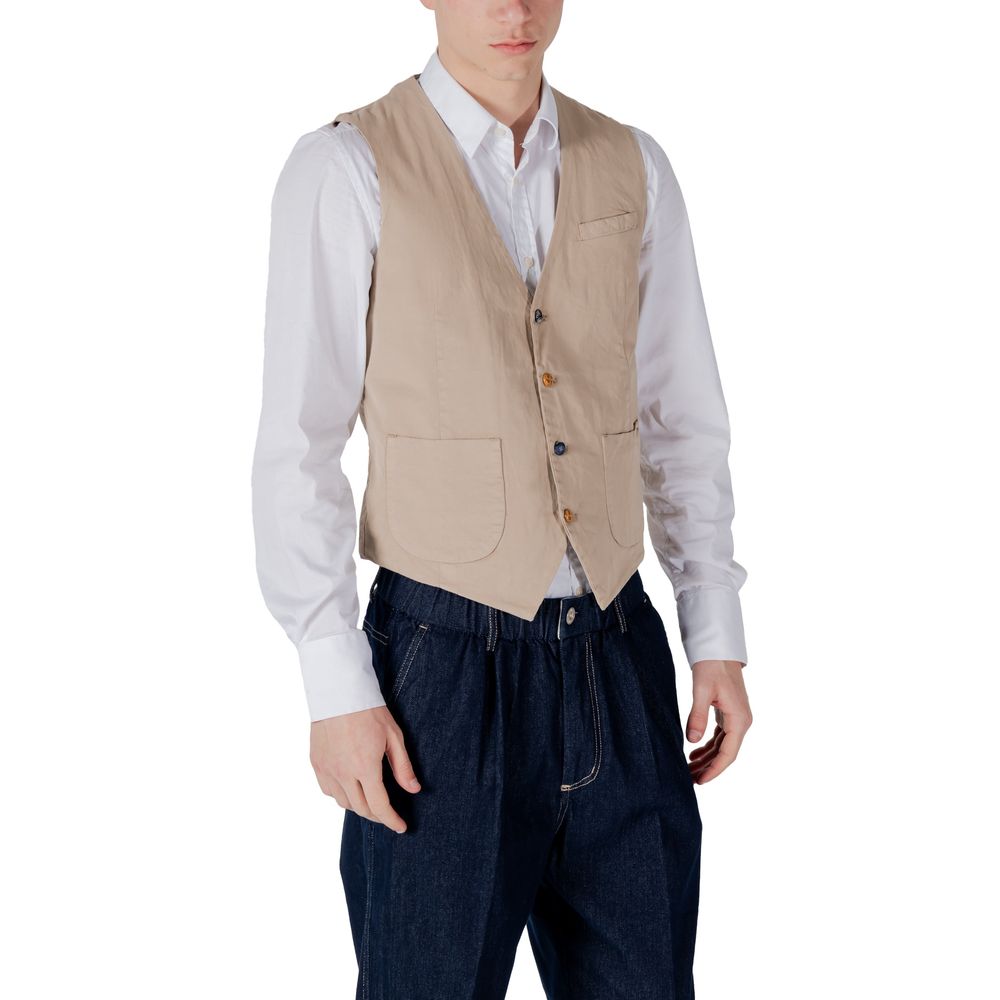 Gianni Lupo Beige Waistcoats for Men side view