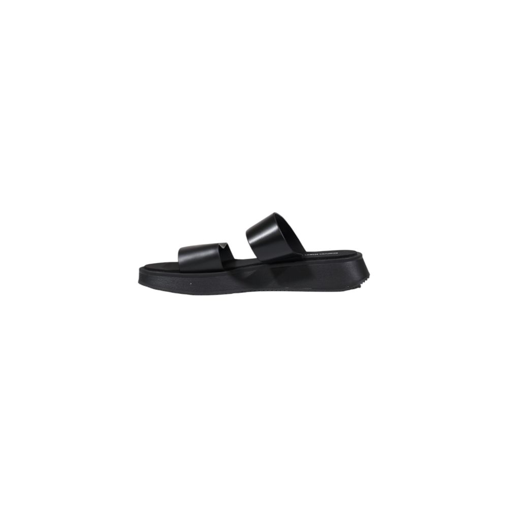 Sandales plates en cuir noir Calvin Klein Jeans