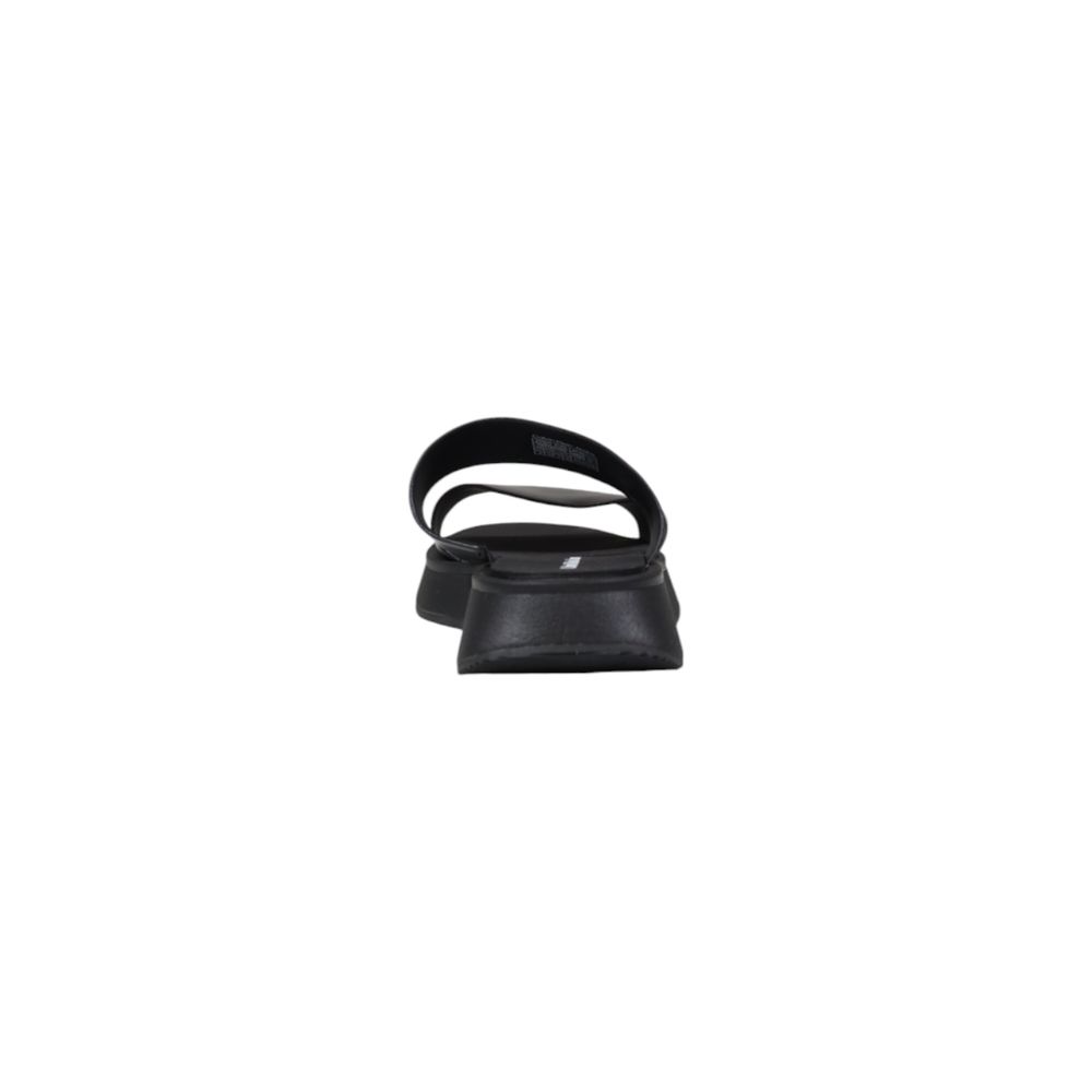Sandales plates en cuir noir Calvin Klein Jeans