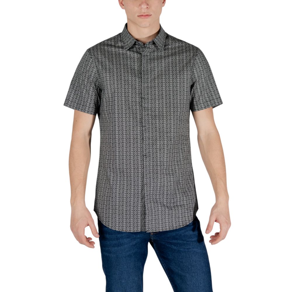 T-shirt noir en coton à manches courtes Armani Exchange