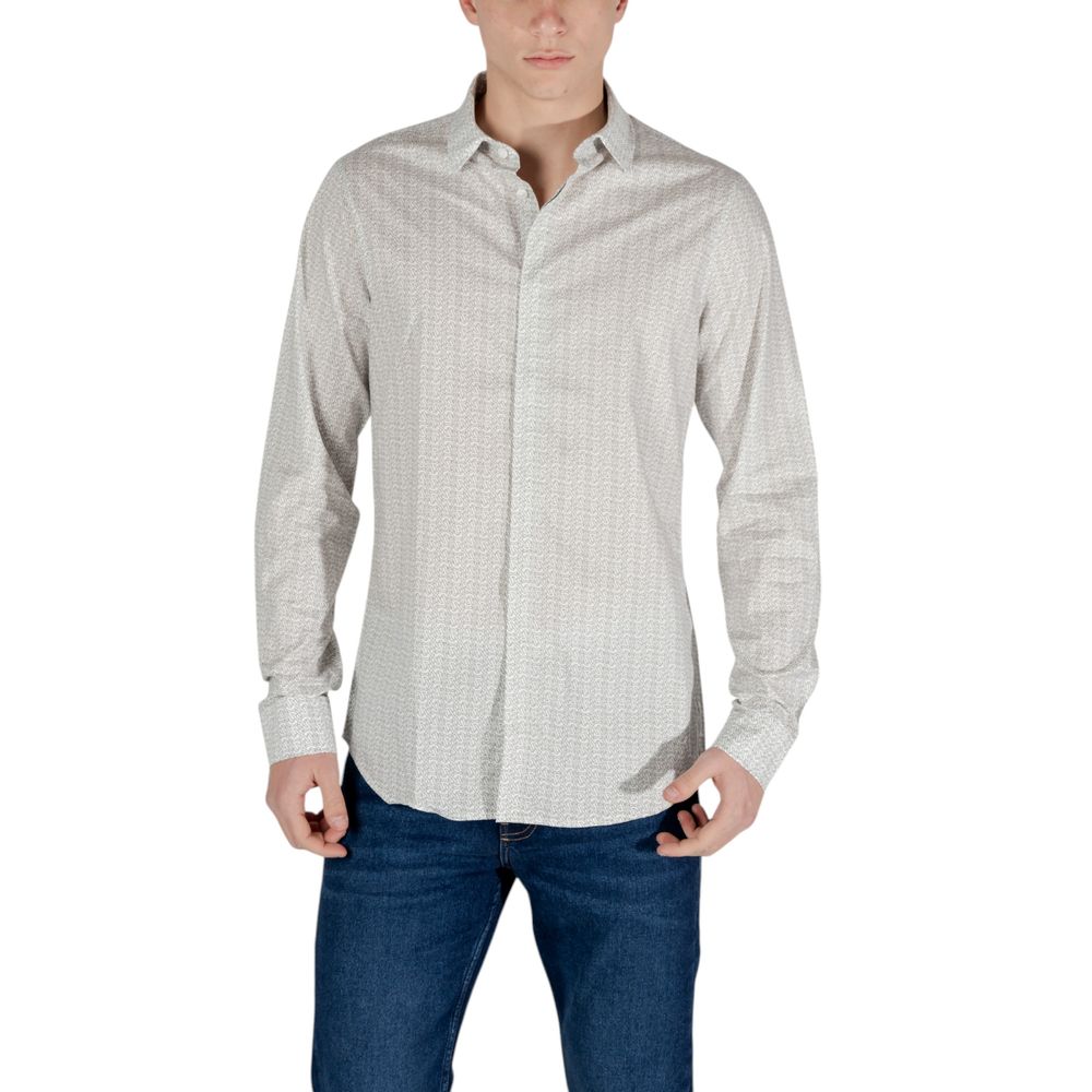 Chemise en coton à motifs crème Armani Exchange