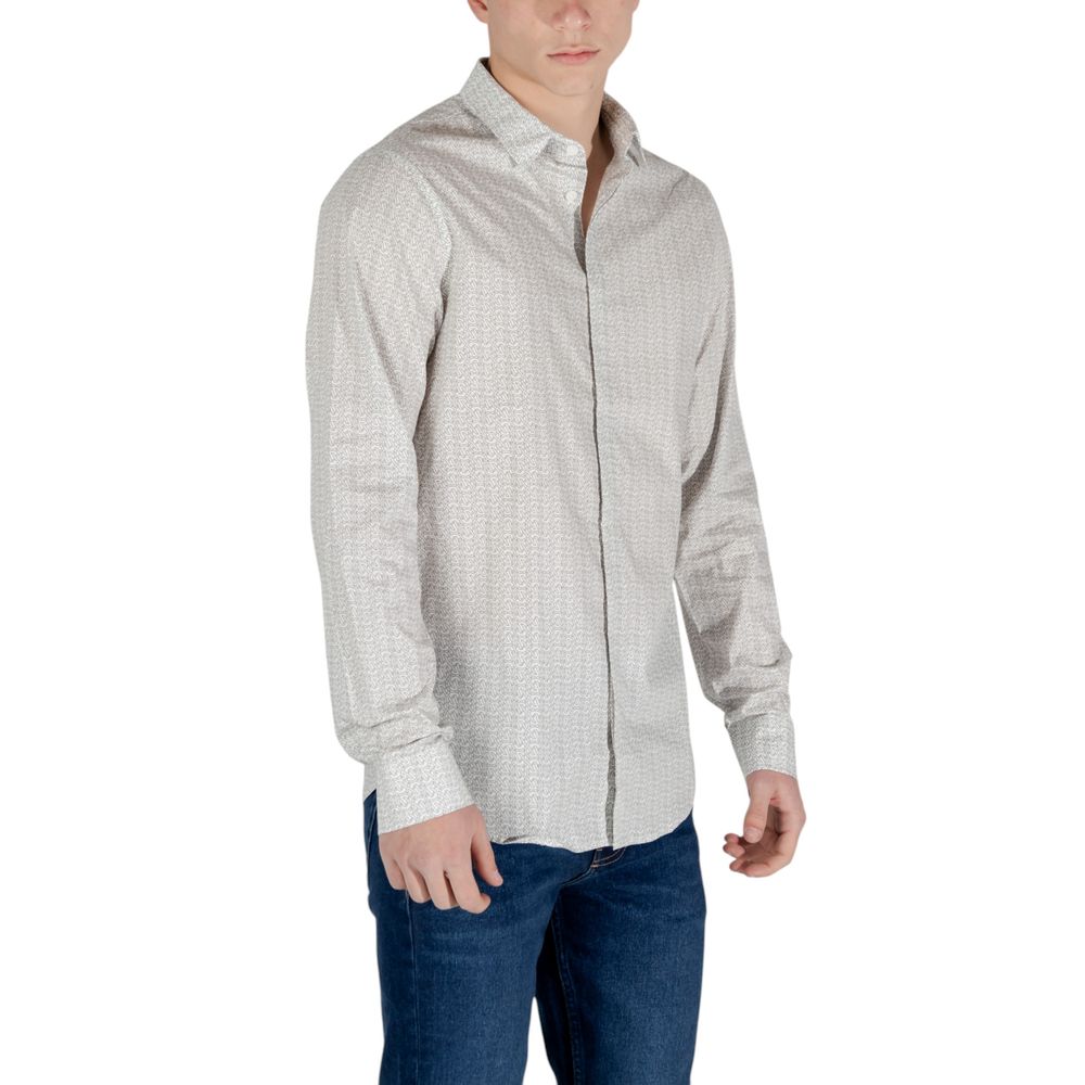 Chemise en coton à motifs crème Armani Exchange