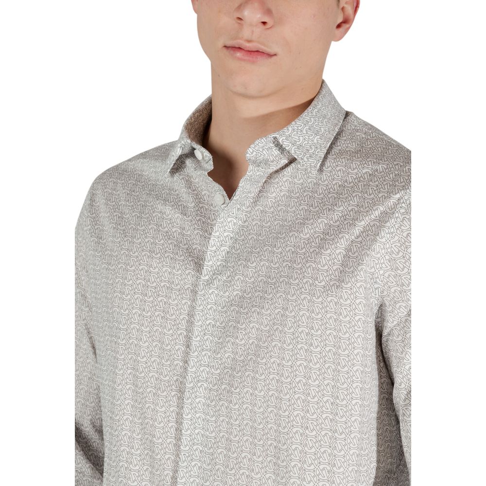 Chemise en coton à motifs crème Armani Exchange