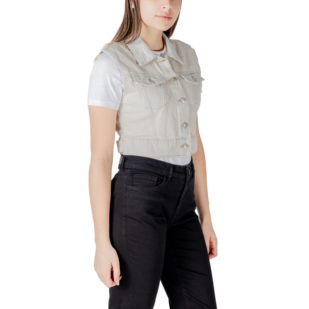 Seule veste sans manches en coton bleu clair