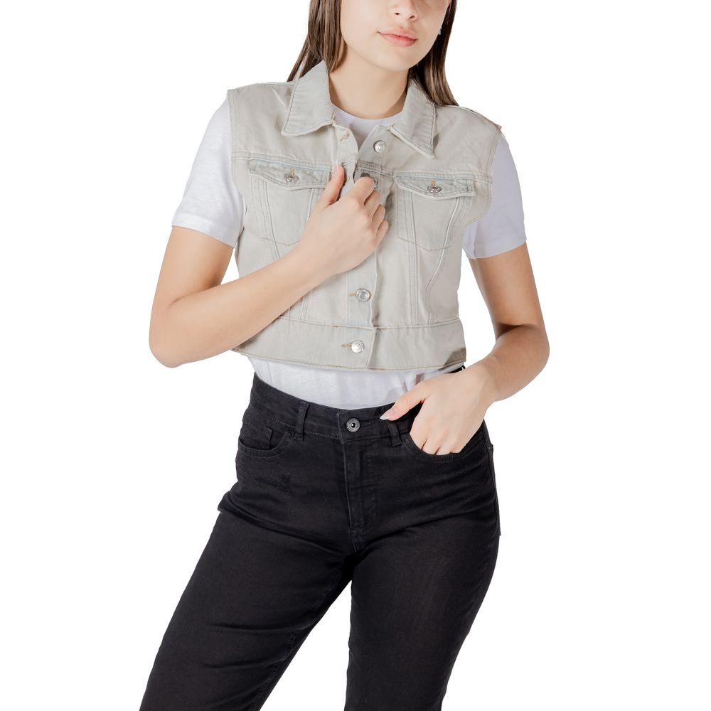 Seule veste sans manches en coton bleu clair