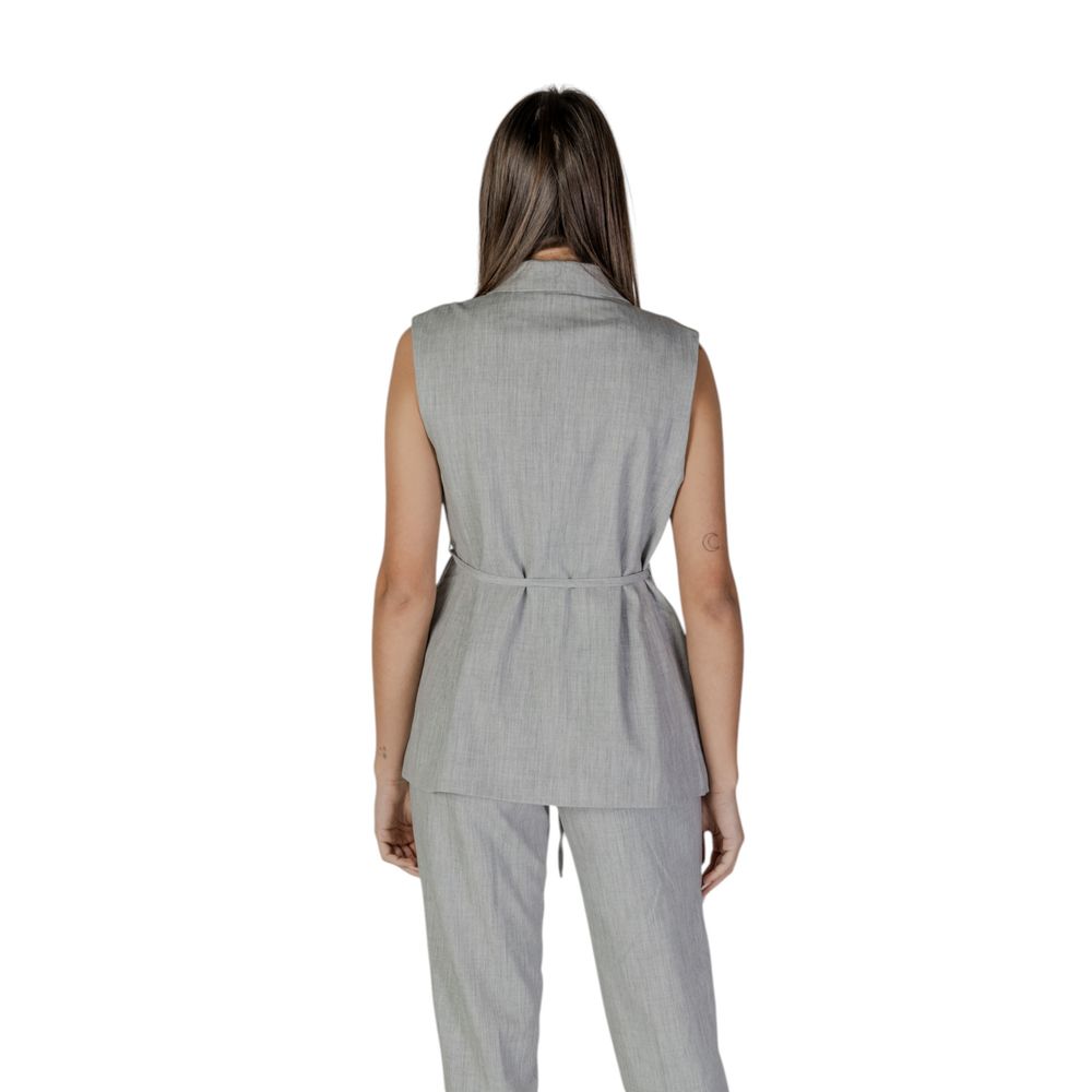 Vila Clothes Grey Waistcoats for Women side view