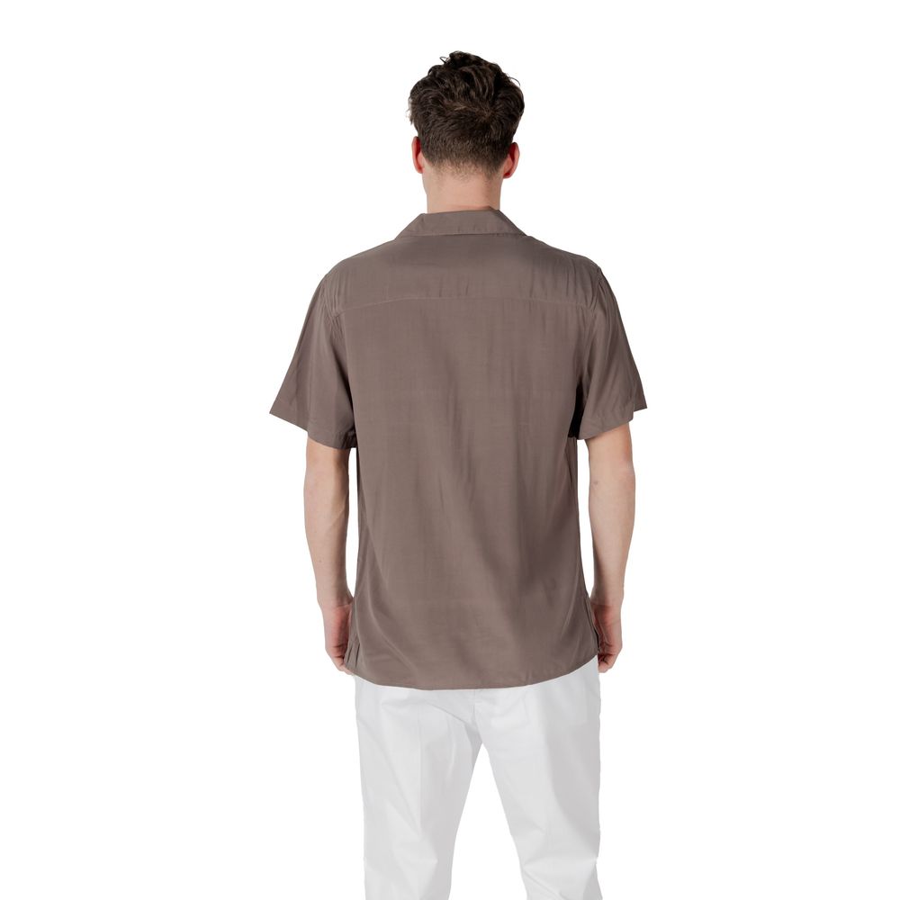 Chemise Gianni Lupo marron à manches courtes en viscose