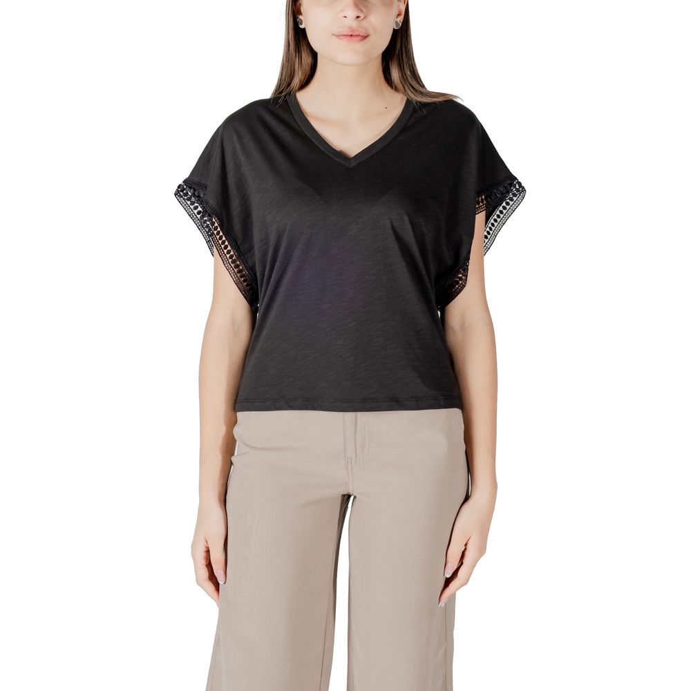 ICHI Black Cotton T-Shirt