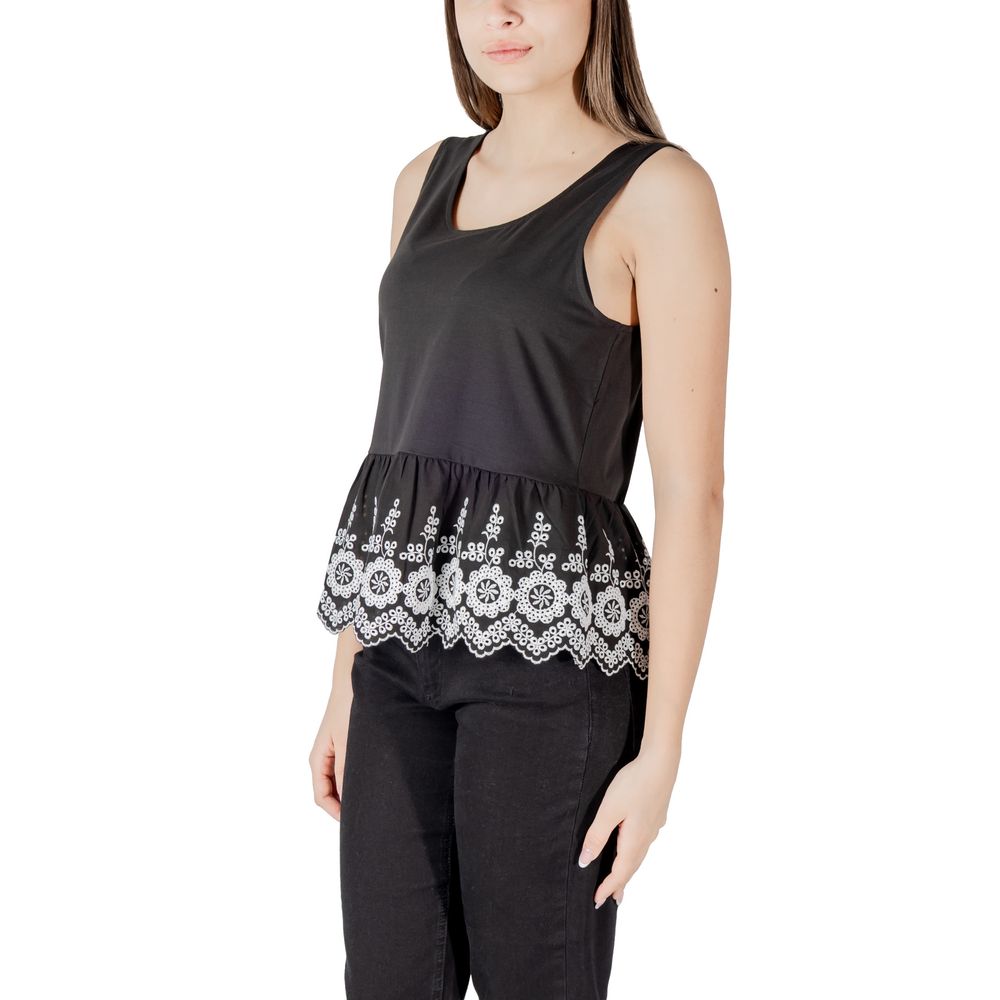 ICHI Black Cotton Tank Tops