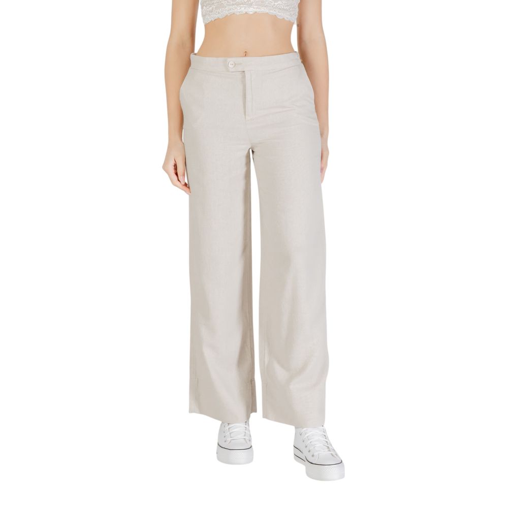 Seul pantalon décontracté en viscose beige
