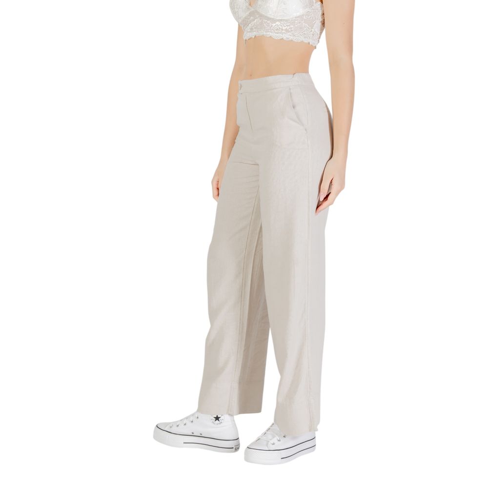 Seul pantalon décontracté en viscose beige