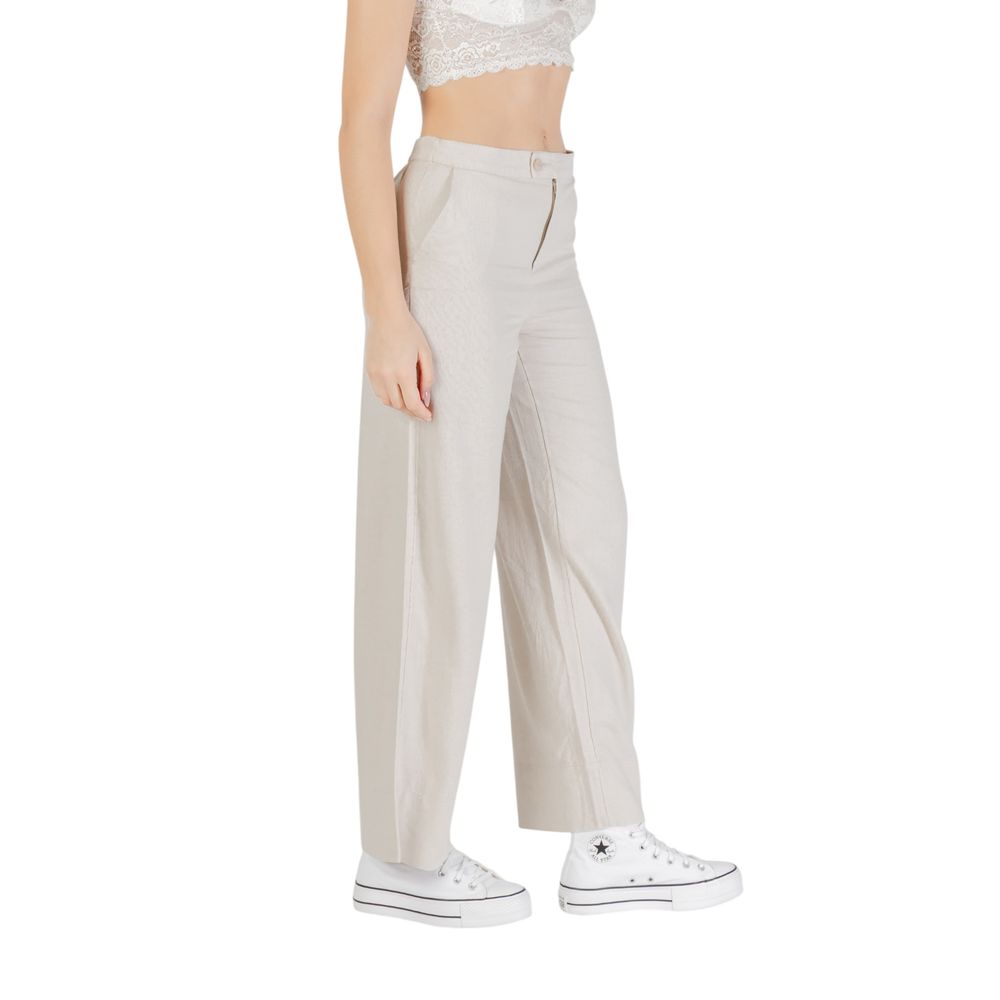 Seul pantalon décontracté en viscose beige