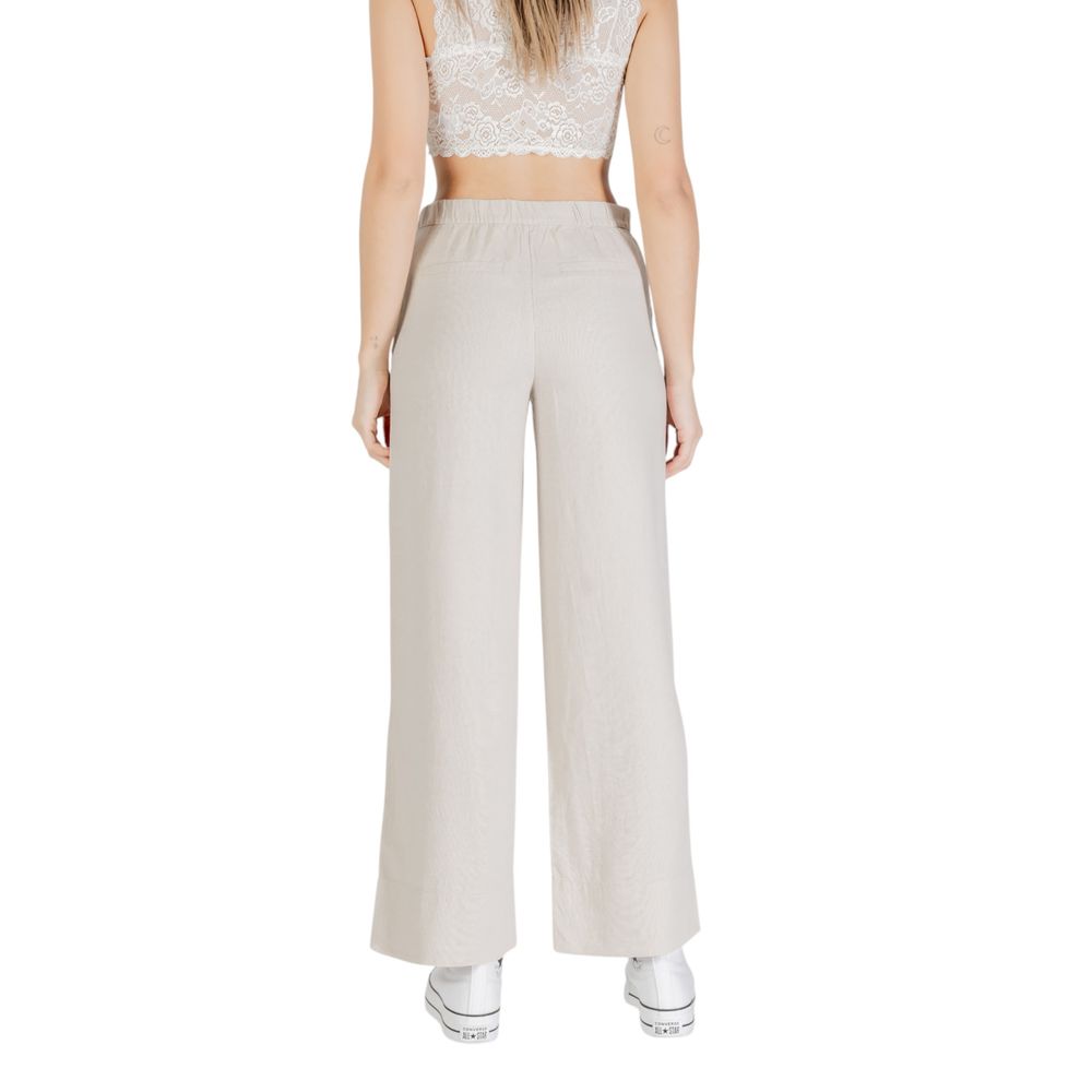 Seul pantalon décontracté en viscose beige