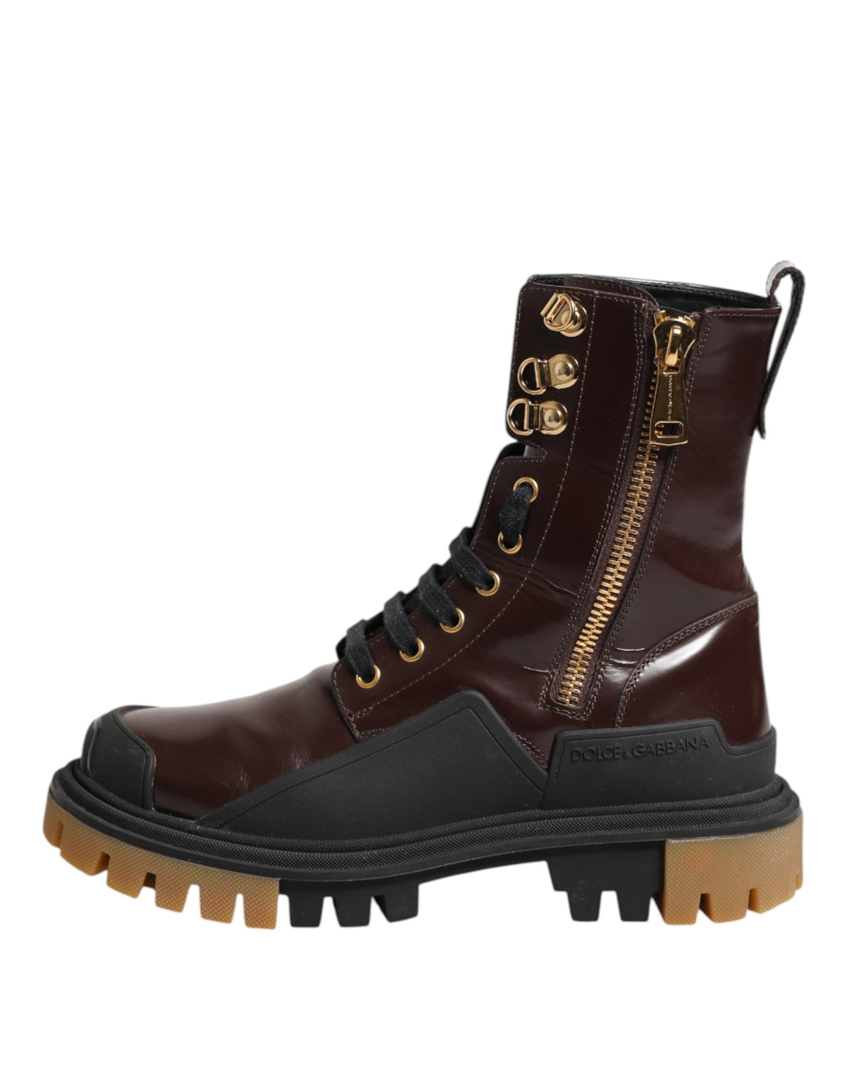 Dolce & Gabbana Bordeauxrote Leder-Bikerstiefel Wadenhoch Schuhe