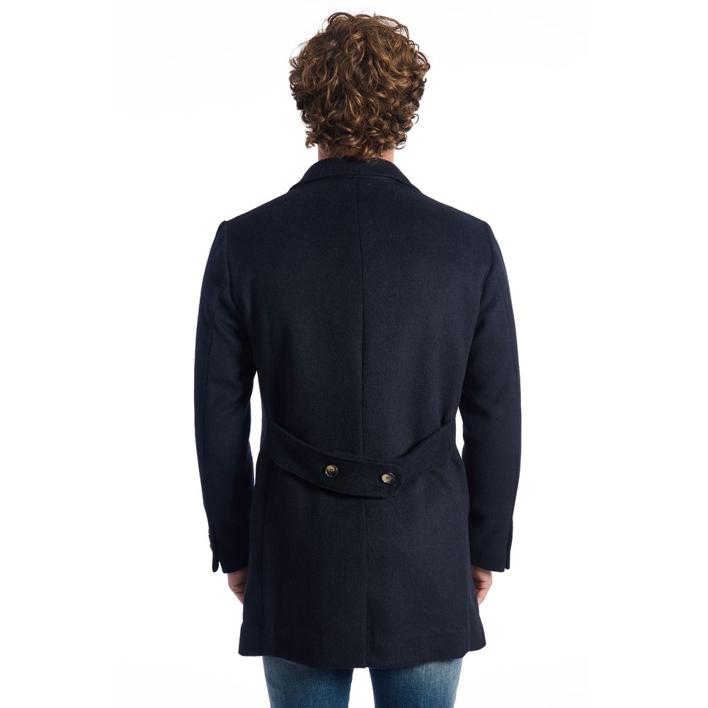 Roberto Pepe Luxury Blue Coat for Men detail view