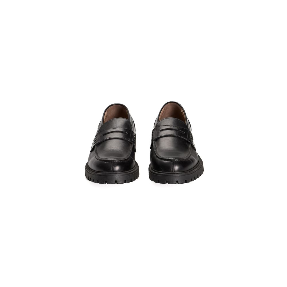 Mocassins Roberto Pepe de luxe en cuir de veau noir pour hommes